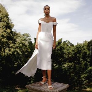 Markarian Celeste White/Ivory Silk Wedding Dress Bridal Gown Cape Train XS 00/0